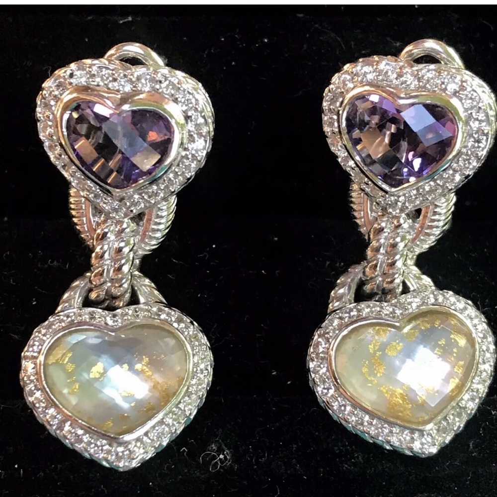 Judith Ripka Purple and Silver Crystal Earrings
SOLD